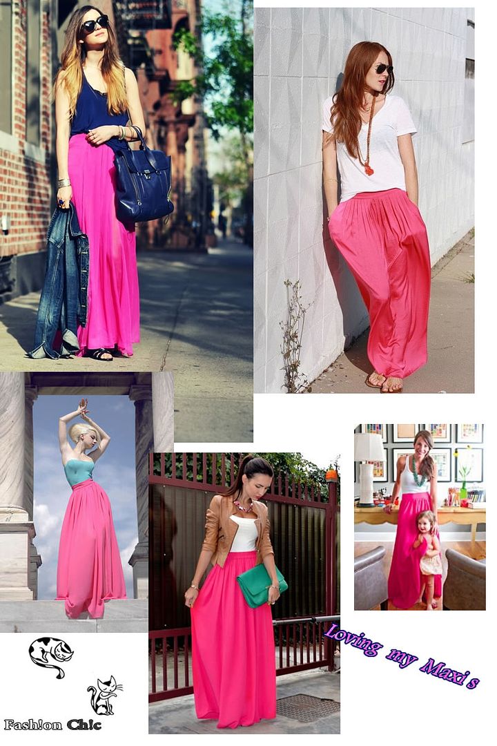 CelebStyle Hot Pink Double-Layered Chiffon Full Length Maxi Skirt ...