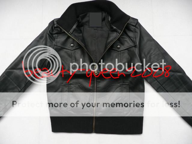 New Womens BLACK Leather Lk Coat Bomber Jacket P SZ XS  