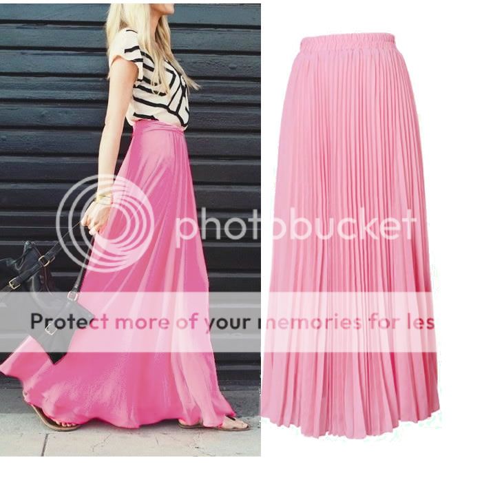 Celebrity Style Pink Pleated Maxi Skirt | eBay