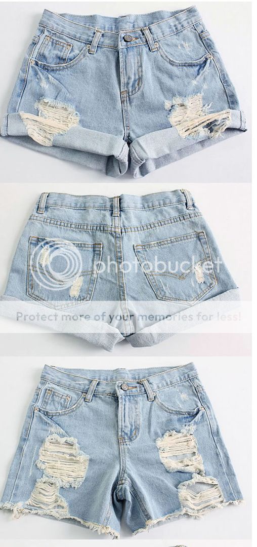 Vintage Inspired Destroyed Ripped Off High Waisted Denim Shorts | eBay