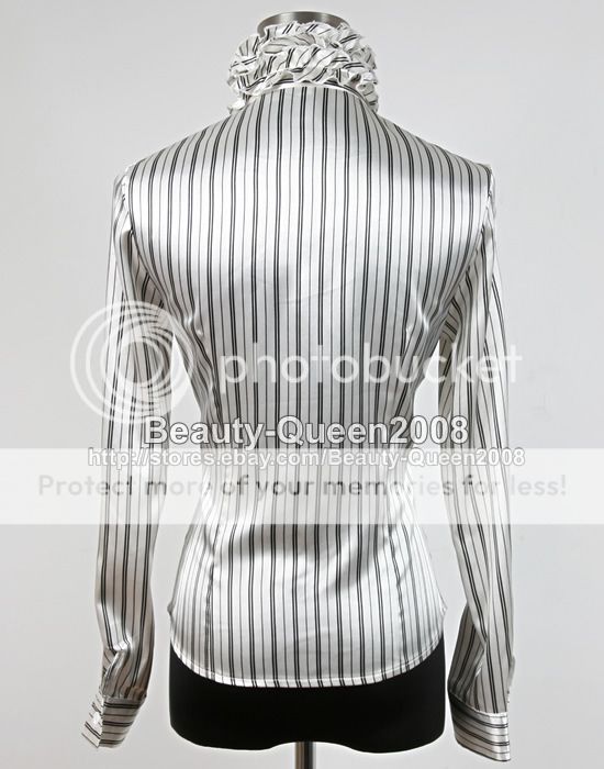 NWT Ruffle Collar Shirt Stripe Blouse TUXEDO UK 8 10 12  