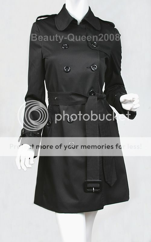 New 2010 DOUBLE BREASTED Trench Coat/Dress Black/Beige  